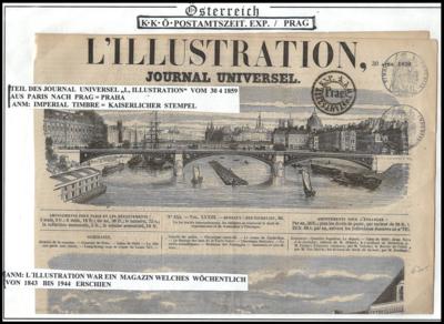 Poststück - Österr. Monarchie "K. K.Ö. POSTAMTSZEIT. EXP./Prag"auf Zeitungsvordersdeite aus Frankreich vom 30.4. 1859, - Známky