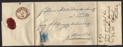 Poststück - Österr. Nr. 5 M Type IIIb lebhaftblau, - Briefmarken und Ansichtskarten