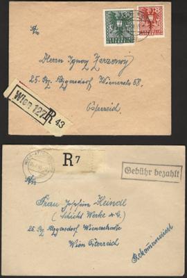 Poststück - Partie Poststücke Wien aus 1945, - Briefmarken und Ansichtskarten