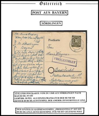 Poststück - Partie Zensurpost Österr. ab 1946 (meist Incoming mail), - Briefmarken und Ansichtskarten