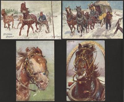 Poststück - Verlag Brüder Kohn - Künstler Ludwig Koch - Partie Pferde - Motivkarten, - Briefmarken und Ansichtskarten