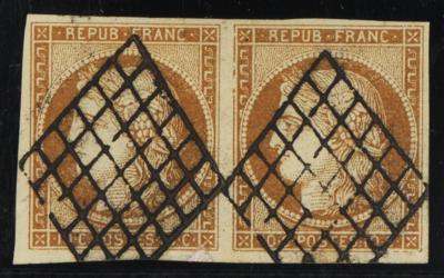 .gestempelt - Frankreich Nr. 1 waagr. Prachtpaar - Briefmarken und Ansichtskarten
