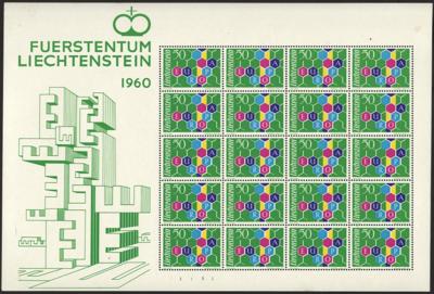 ** - Liechtenstein Nr. 398 (Europam. 1960 Bienenwabe) in  postfr. Origig.- Bgn. 20 Stück   ANK. 2.000.- , - Známky