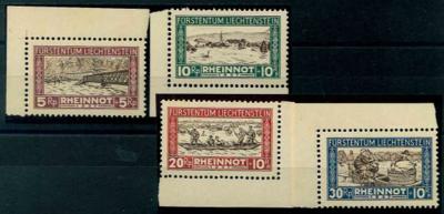 ** - Liechtenstein Nr. 78/81 (Rheinrot) postfr. Eckrandstücke einwandfrei, - Známky