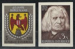 ** - Österr.   ANK. Nr. 1140 U (Burgenland) u. 1141 U (Liszt) ungezähnte postfr. Prachtstücke, - Známky