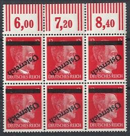 ** - Österr. Nr. 663K in Einheit zu 6 Stück, - Briefmarken und Ansichtskarten