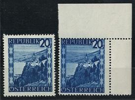 ** - Österr. Nr. 750 V (20 Gr. Landschaften), - Briefmarken und Ansichtskarten