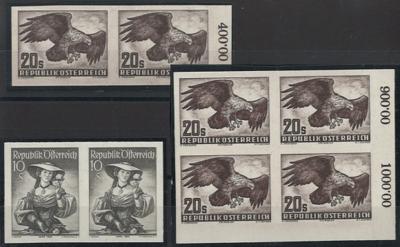 ** - Österr. Nr. PUI im waagr. Paar sowie Nr. 973PU im waagr. Paar und Viererblock, - Stamps