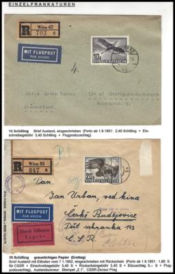 Poststück/Briefstück - Spezialpartie Poststücke Ausg. Flug 1950/53 mit hohen Frankaturen, - Stamps