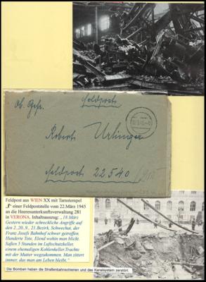 Poststück - Fp.-Belege mit "Bombeninhalten" Bezug Wien 1945 u.a. Tarnstempel, - Francobolli