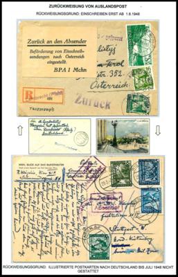 Poststück - Interess. Partie zensurpost von und nach Österr. 1946/48, - Briefmarken und Ansichtskarten