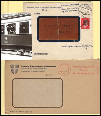 Poststück - Interess. Wiener Straßenbahn (incl. Lokalbahn) Objekt 1945 - 13 Belege dazu Dokumtarteil, - Známky