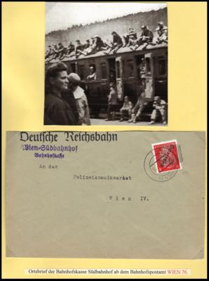 Poststück - Interessantes Eisenbahn-Dokumentarobjekt Österreich 1945 unter Aufbrauch der "deutschen" Postkuverts 7 belege, - Francobolli