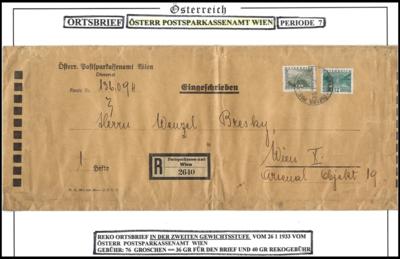 Poststück - Österr. I. Rep. - Partie Poststücke der Ausg. "Kleine Landschaft" mit Reko- und Expresspost, - Briefmarken und Ansichtskarten