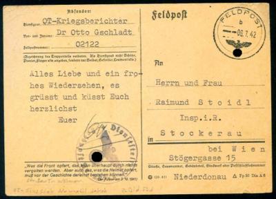 Poststück - Partie D. Feldpost II. WK - Briefmarken und Ansichtskarten