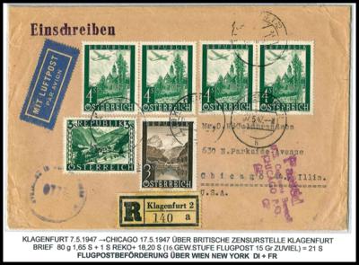 Poststück - Partie Flugpost von bzw. nach Österr. aus 1946/47 u.a. nach Shanghai, - Briefmarken und Ansichtskarten