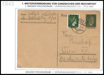 Poststück - Partie Poststücke Österr. 1945 u.a. mit überklebten Ganzsachen, - Stamps