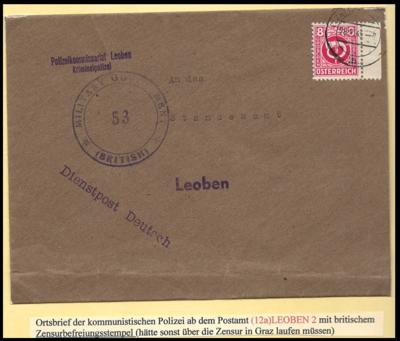 Poststück - Polizei-Dokumentation Steiermark 1945 u. etwas Kärnten/Krain (Gendarmerie, - Francobolli