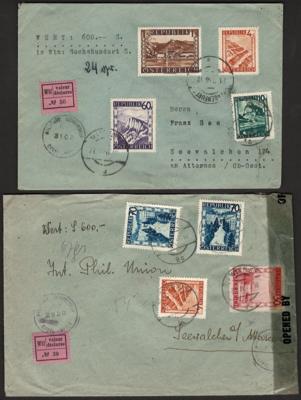 Poststück - Reichh. Partie Poststücke Bunte Landschaft u.a. mit Wertbrief aus Klagenfurt Nach seewalchen aus 1946, - Briefmarken und Ansichtskarten