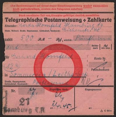 Poststück - Telegrafische Postanweisung - Stamps