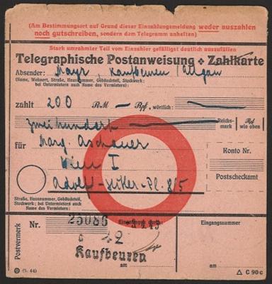 Poststück - Telegrphische Postanweisung - Stamps