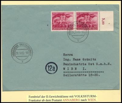 Poststück - Volkssturm-Marken auf - Briefmarken und Ansichtskarten