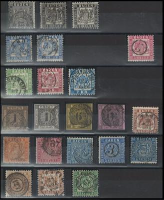 .gestempelt - altd. Staaten - Kl. Sammlung Baden, - Briefmarken und Ansichtskarten
