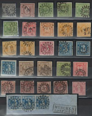 .gestempelt/Briefstück - Partie Bayern ab 1849, - Briefmarken und Ansichtskarten