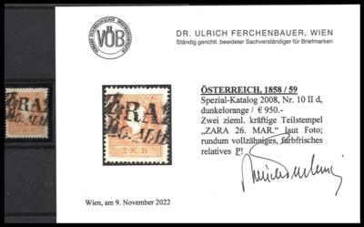.gestempelt - Österr. Nr. 10 II dunkelorange, - Briefmarken und Ansichtskarten