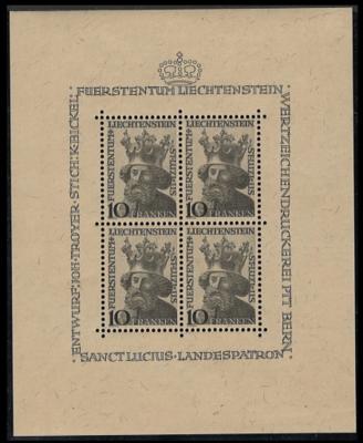 ** - Liechtenstein Block Nr. 2/5 u. Nr. 247 in Kleinbgn. zu 4 Stück, - Francobolli