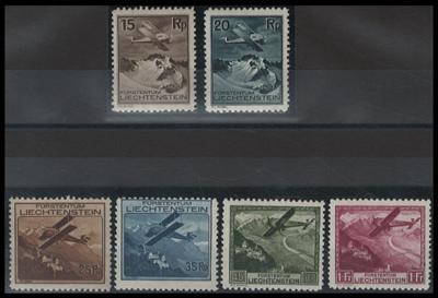 ** - Liechtenstein Flug  Nr. 108/113 (Nr. 110 senkr. Gummibug), - Stamps