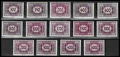 ** - Österr. Porto Nr. 118/31,159/74 u. 232/59 (gelb G.), - Briefmarken und Ansichtskarten