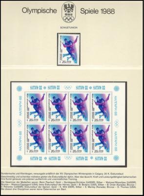 **/Poststück - Motivsammlung "Olympische Spiele 1988 Calgary - Seoul" u.a. mit Sowjetunion Nr. 5788/92 je im Kleinbogen, - Stamps