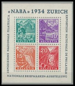 ** - Schweiz Block Nr. 1 (NABA-BLOCK) postfr. Prachtblock - Francobolli