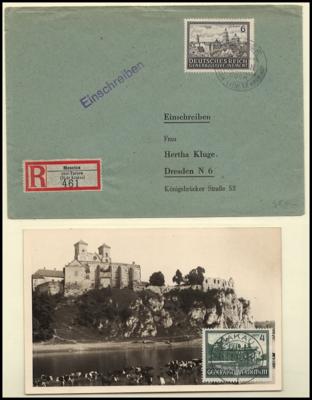 Poststück/Briefstück/**/*/gestempelt - Sammlung Gen. Gouv. mit viel Poststücken, - Briefmarken und Ansichtskarten