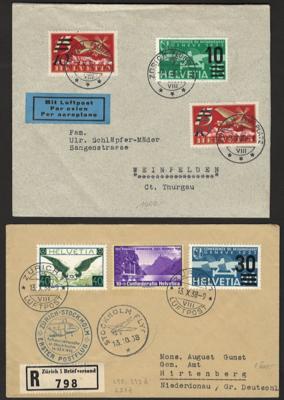 Poststück/Briefstück - Partie Poststücke Schweiz u.a. mit Flugpost, - Briefmarken und Ansichtskarten