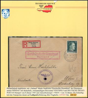 Poststück - Einschreibebrief aus WINDAU (Kurland) mit Dienstpoststempel, - Francobolli
