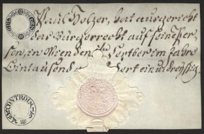 Poststück - Fiskal - Philatelie - Bürgerrechts - Bescheinigung aus Wien aus 1831 mit Signette, - Stamps