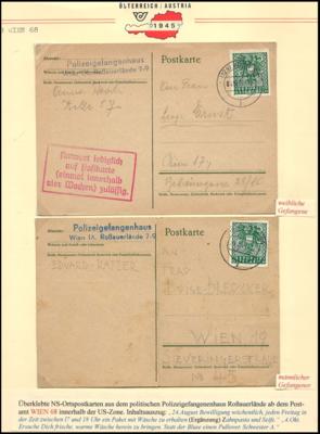 Poststück - Gefängnis-Ortsbriefe (Regelverzug) aus der Sondergerichtsabteilung Wien, - Briefmarken und Ansichtskarten
