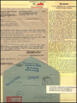 Poststück - Interess. Partie D. Feld- u. Zivilpost 1945 u. etwas Dokumentation, - Stamps