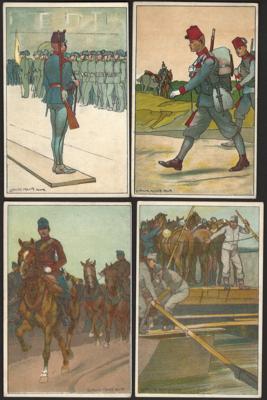 Poststück - Künstler Ludwig Koch - 9 ungelaufene Militaria AK sign.1909, - Známky