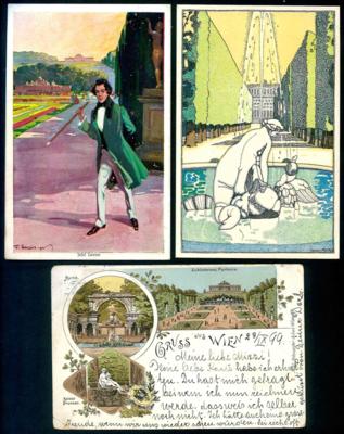 Poststück - Kunstkarten ab der österr. Monarchie mit verschiedensten Motiven, - Francobolli