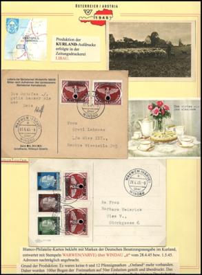 Poststück - Kurland 1945 phil. Karten mit Stempeln WARWEN (VÄRVE) mit Stempelabschlägen knapp vor Kriegeende, - Stamps