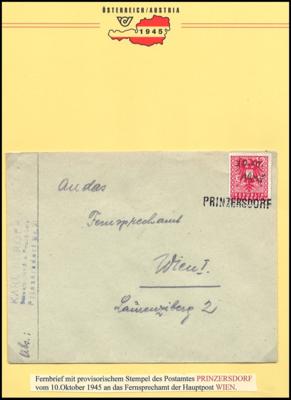 Poststück - Österreich 1945 Fernbrief mit 12 Pfg. Wappen und provisorischem Stempel PRINZENDORF, - Briefmarken und Ansichtskarten