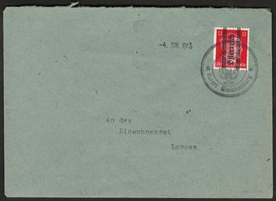 Poststück - Österreich 1945 - Grazer Aushilfsausgabe Kuvert mit 12 Pfg. und provisorischem Stempel des Musikvereins, - Stamps