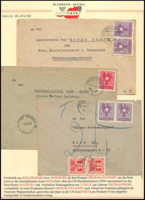 Poststück - Österreich 1945 Wappenfrankaturen aus dem Bezirk St. Pölten: Herzogenburg, - Známky