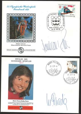 Poststück - Partie Autogramme auf Karten und Sonderbelegen meist Schweizer Skisportler, - Známky