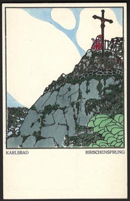 Poststück - Wiener Werkstätte Karte Nr. 207 - unsigniert: "Karlsbad - Hirschensprung", - Stamps