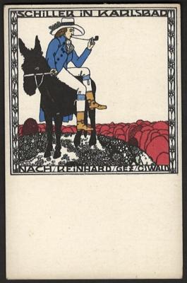 Poststück - Wiener Werkstätte - Karte Nr. 213 - Künstler: Wenzel Oswald: "Schiller in Karlsbad", - Briefmarken und Ansichtskarten