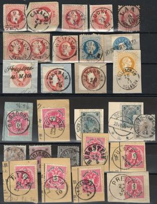 .gestempelt/Briefstück/*/** - Kl. partie Abstempelungen und Entwertungen Österr. Monarchie, - Stamps and postcards